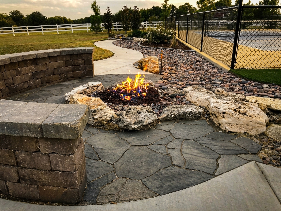 Fire Pit Pickleball Pavers Walls